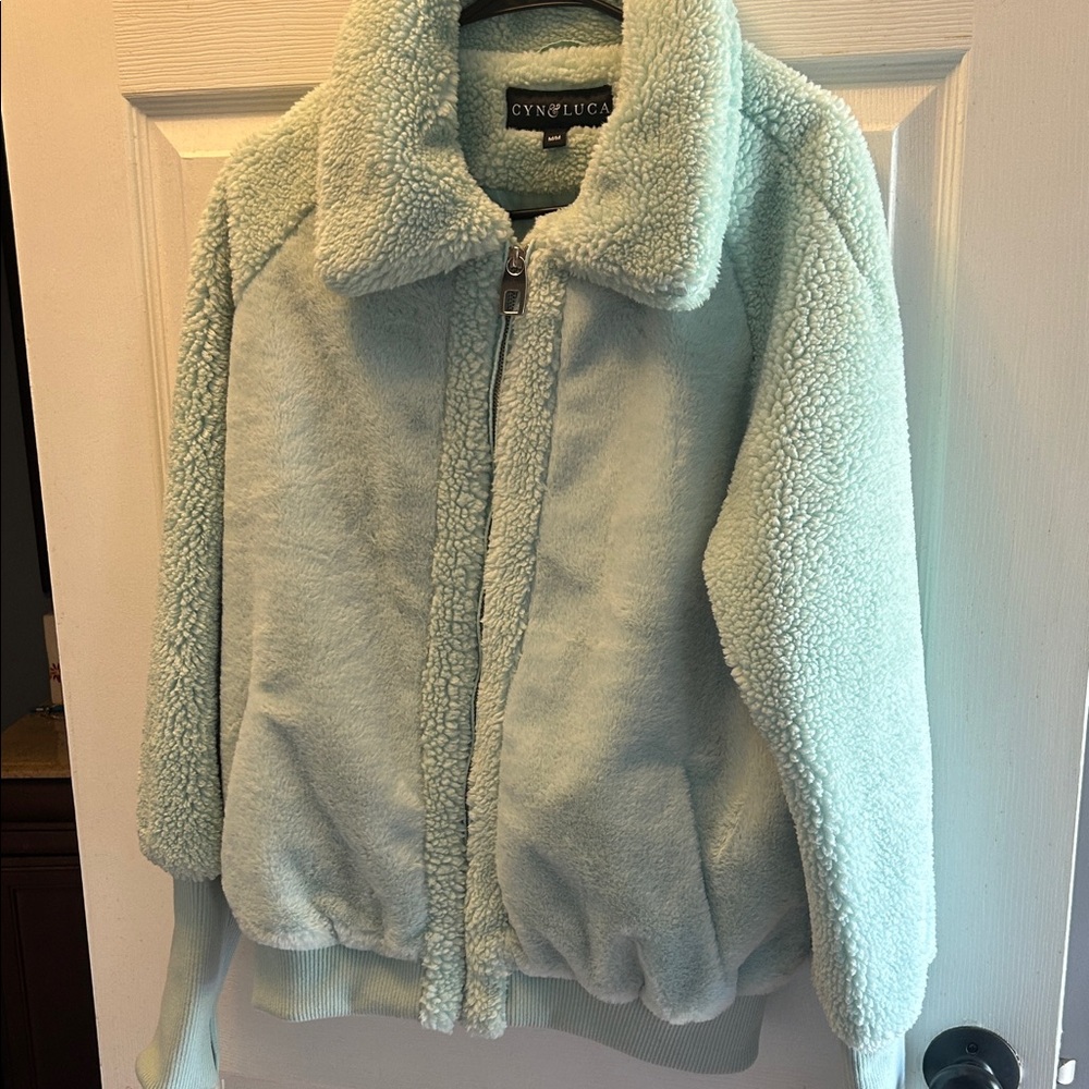 Women's Mint Green Sherpa Jacket